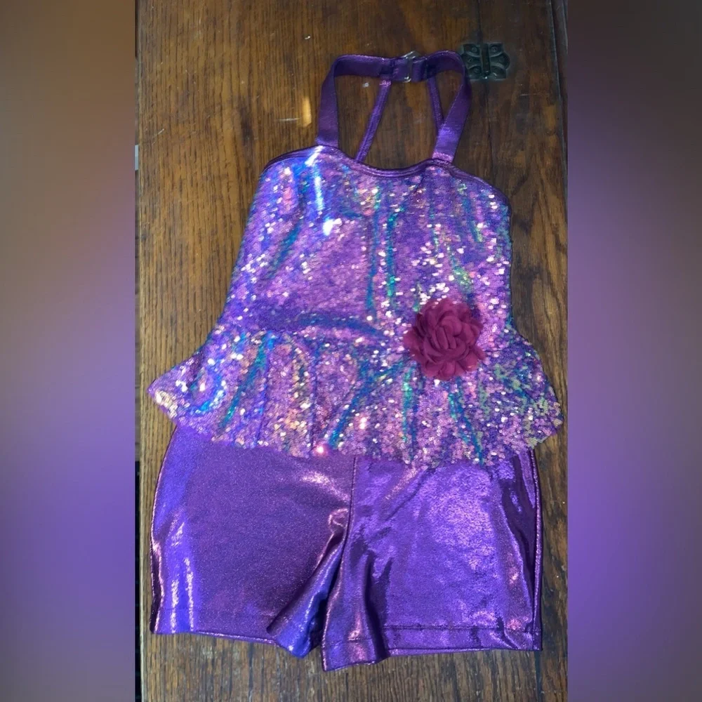 Revolution Dance Purple Metallic Girls Dance Uniform *make offers*
